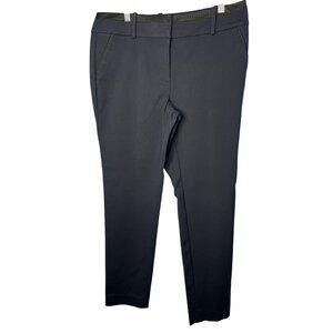 ANN TAYLOR Slim-Fit Ankle Pants WOMEN 8T Navy Blue Black Trim Stretch Fabric